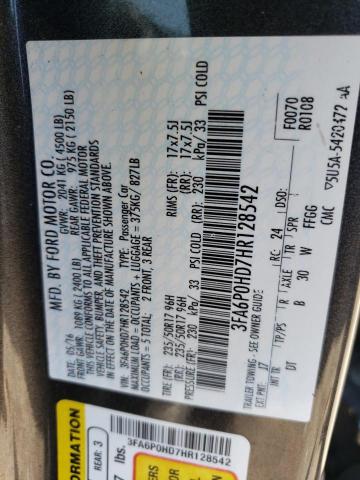 VIN 3FA6P0HD7HR128542 2017 Ford Fusion, SE no.12