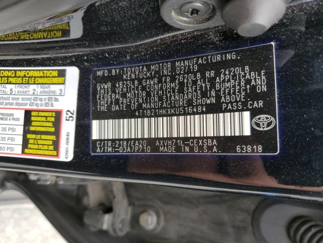 4T1B21HKXKU516484 | 2019 TOYOTA CAMRY HYBR