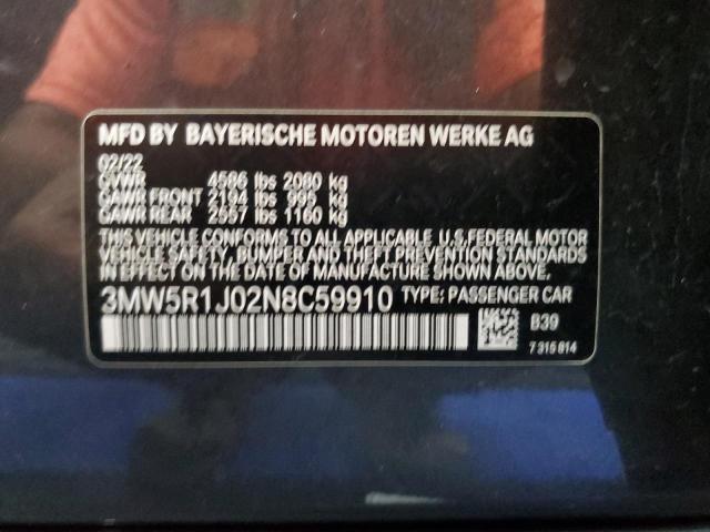 3MW5R1J02N8C59910 BMW 3 Series 330I 12