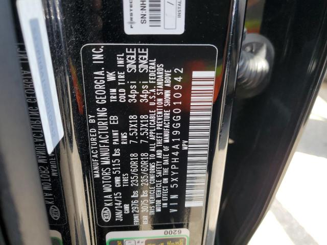 5XYPH4A19GG010942 KIA SORENTO EX