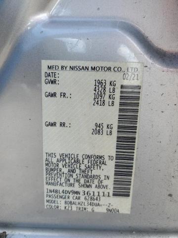 1N4BL4DV9MN361111 Nissan ALTIMA SV