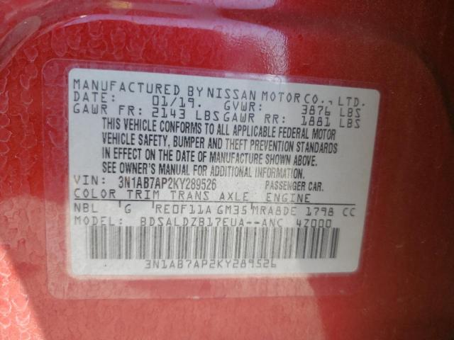 3N1AB7AP2KY289526 Nissan SENTRA S