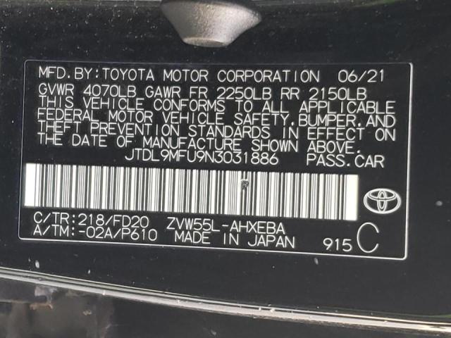 JTDL9MFU9N3031886 | 2022 TOYOTA PRIUS LE