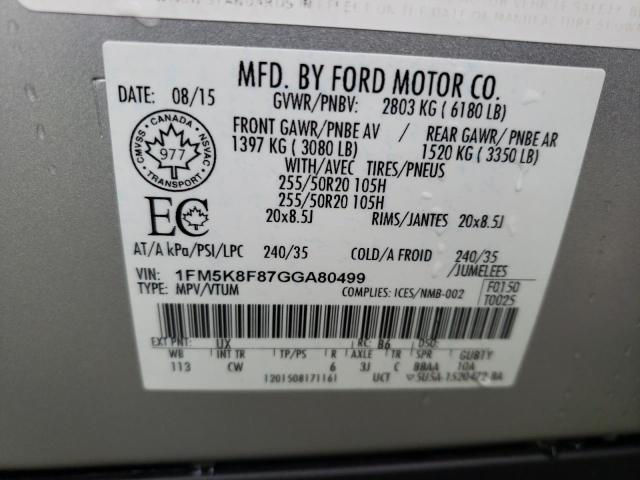 1FM5K8F87GGA80499 Ford Explorer Limited