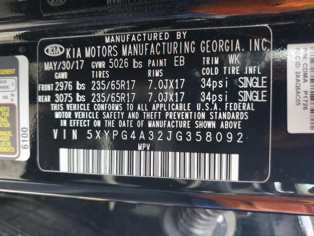 5XYPG4A32JG358092 KIA SORENTO LX
