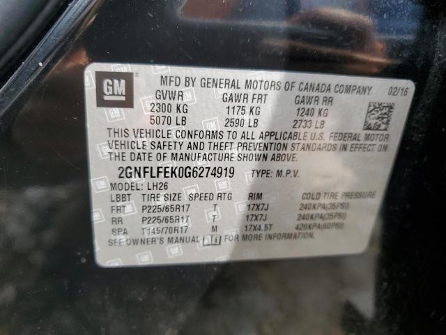 2GNFLFEK0G6274919 | 2016 CHEVROLET EQUINOX LT