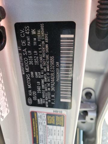 3KPA24AD8LE329886 KIA RIO LX