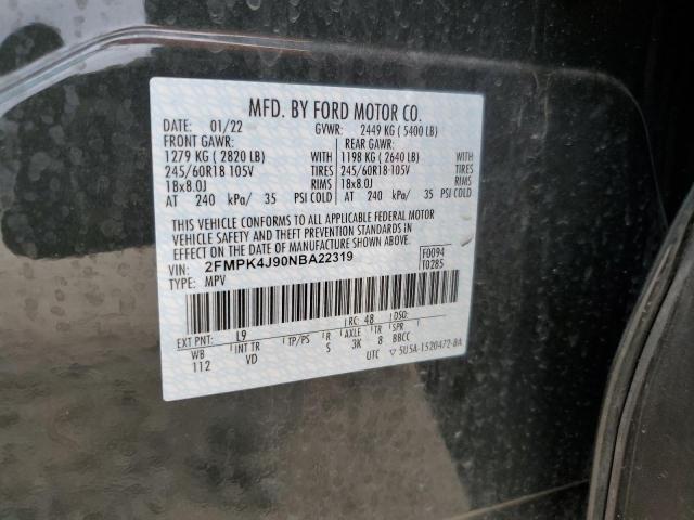 2FMPK4J90NBA22319 Ford EDGE SEL