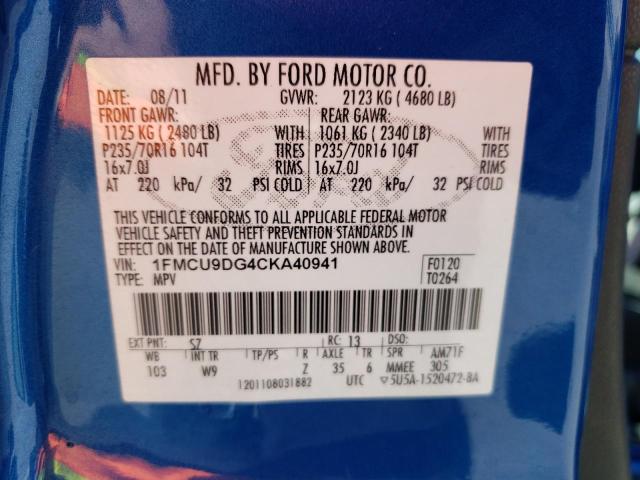 1FMCU9DG4CKA40941 2012 FORD ESCAPE, photo no. 12