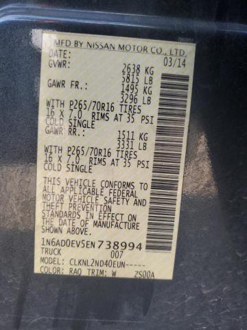 1N6AD0EV5EN738994 Nissan FRONTIER S