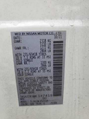 5N1AZ2BJ8MC147419 Nissan Murano SV 10