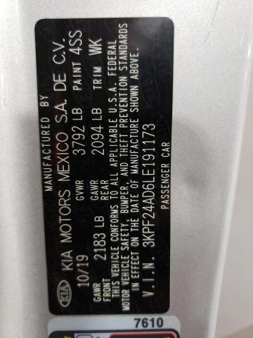 3KPF24AD6LE191173 KIA FORTE FE