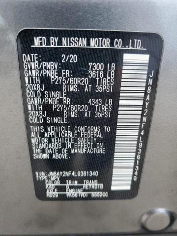 2020 Nissan Armada Platinum VIN: JN8AY2NF4L9361340 Lot: 69621513