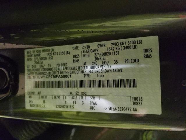 2021 FORD F150 SUPER - 1FTEW1CP7MFA50061