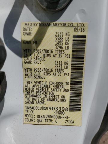 1N6AD0CU8GN903398 Nissan Frontier Sv