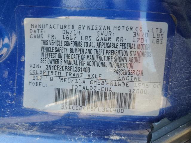 3N1CE2CP8FL361400 Nissan Versa Note S