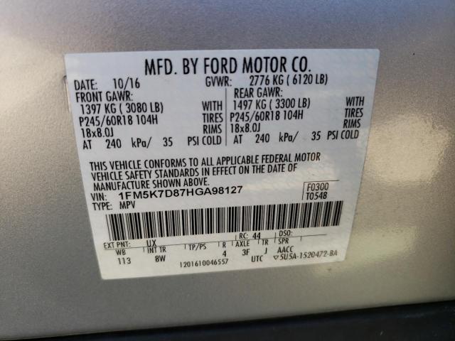 2017 FORD EXPLORER X - 1FM5K7D87HGA98127