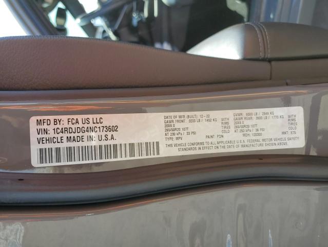 1C4RDJDG4NC173602 Dodge DURANGO GT