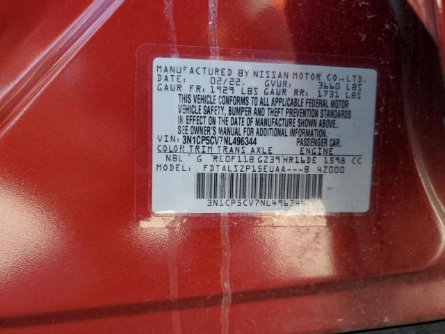 3N1CP5CV7NL496344 Nissan KICKS SV
