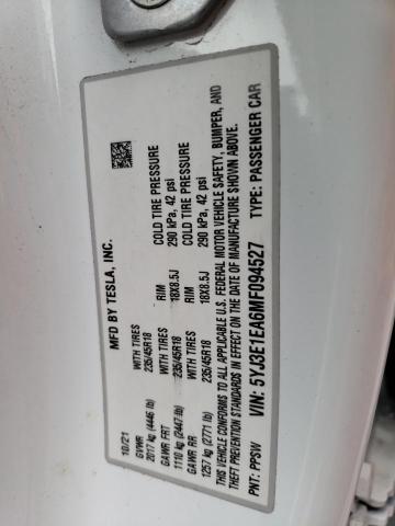 5YJ3E1EA6MF094527 Tesla Model 3  12