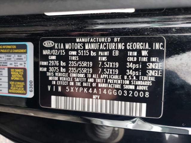 5XYPK4A14GG032008 KIA SORENTO SX