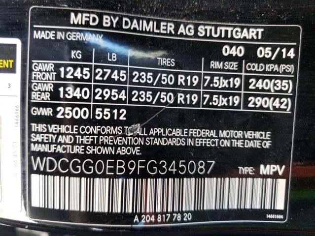 WDCGG0EB9FG345087 Mercedes-Benz Glk 250 Bluetec