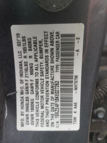 2019 HONDA INSIGHT LX 19XZE4F18KE027263