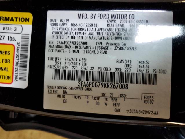 3FA6P0G79KR267008 Ford Fusion S 10