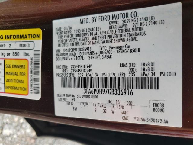 3FA6P0H97GR336916 2016 FORD FUSION - Image 12