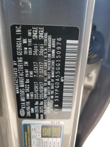 2016 KIA SORENTO 5XYPGDA55GG150976