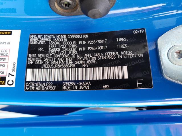 2019 TOYOTA 4 RUNNER - JTEBU5JR3K5680498