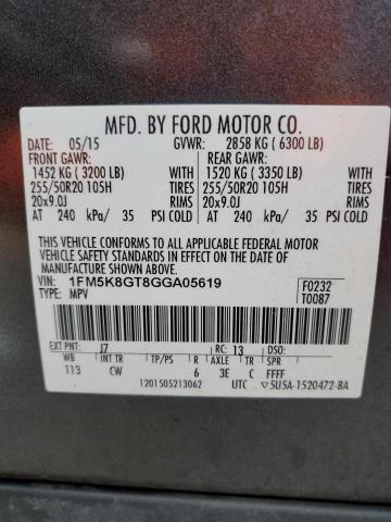 1FM5K8GT8GGA05619 Ford EXPLORER SPORT