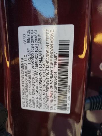 5FNYF5H29NB034354 Honda PILOT SE
