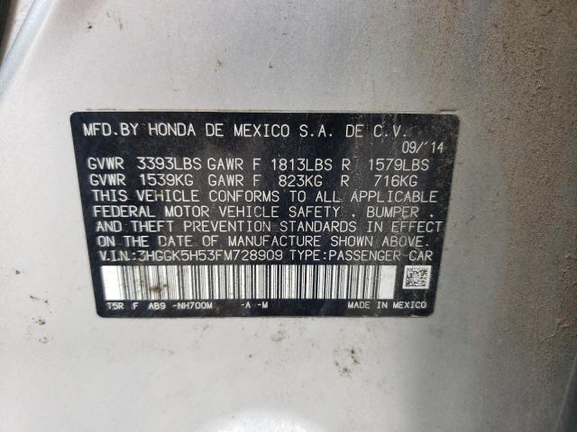 3HGGK5H53FM728909 Honda FIT LX