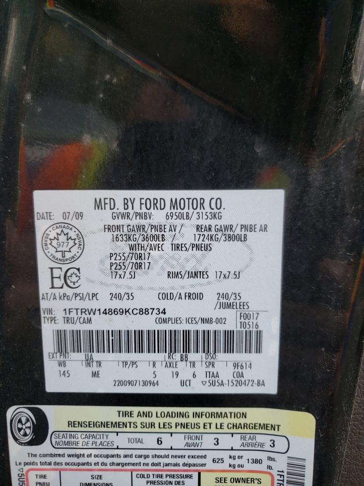 1FTRW14869KC88734 2009 Ford F150 Supercrew 1FTRW14869KC88734 2009 Ford F150 Supercrew