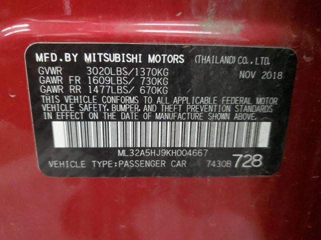 2019 MITSUBISHI MIRAGE LE ML32A5HJ9KH004667