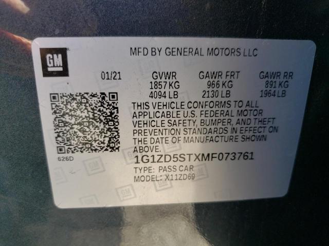 1G1ZD5STXMF073761 Chevrolet Malibu LT 13