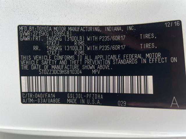 5TDZZ3DC9HS810304 Toyota SIENNA
