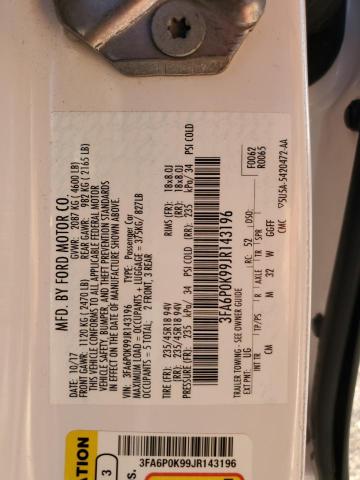 3FA6P0K99JR143196 Ford Fusion Titanium/platinum