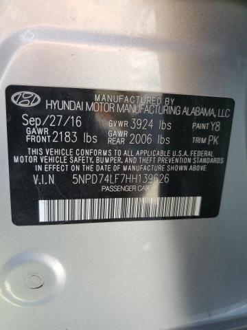 2017 HYUNDAI ELANTRA SE - 5NPD74LF7HH139626