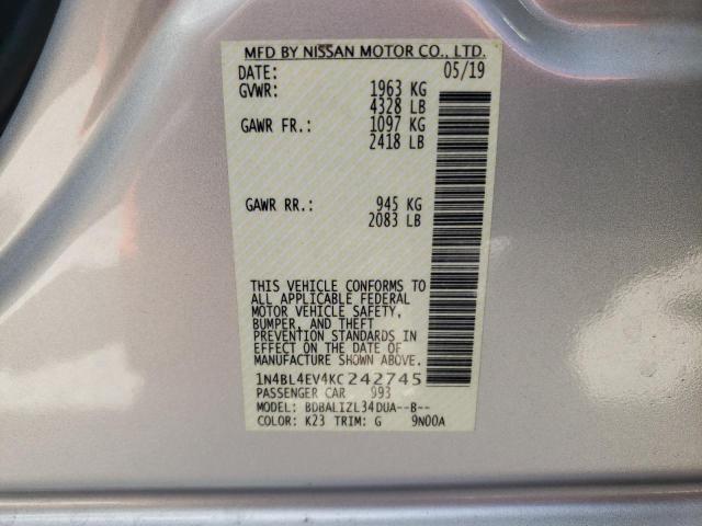 1N4BL4EV4KC242745 Nissan ALTIMA SL