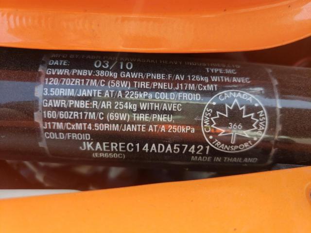 2010 KAWASAKI ER650 C - JKAEREC14ADA57421