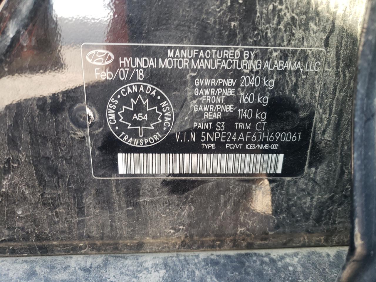 5NPE24AF6JH690061 2018 Hyundai Sonata Se