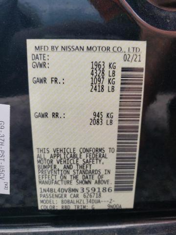 1N4BL4DV8MN359186 Nissan ALTIMA SV