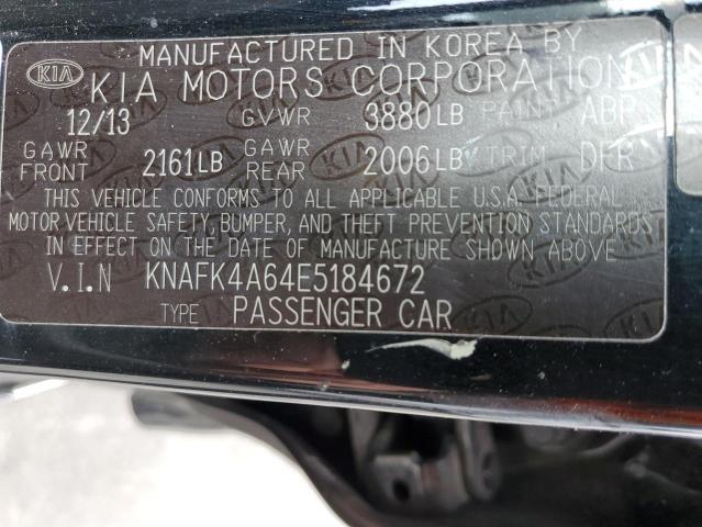 KNAFK4A64E5184672 | 2014 KIA FORTE LX