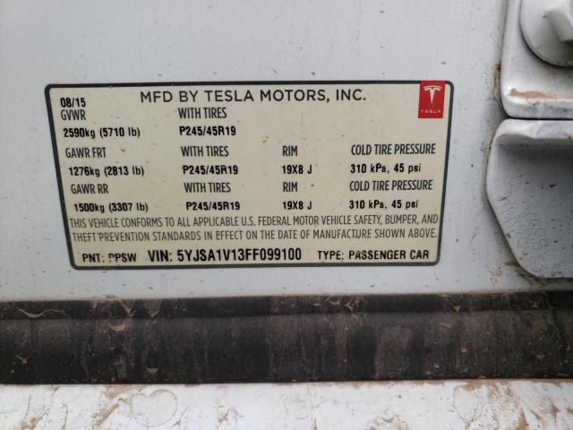 2015 TESLA MODEL S 90 5YJSA1V13FF099100