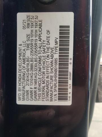 5FNRL6H95NB016885 Honda Odyssey Elite