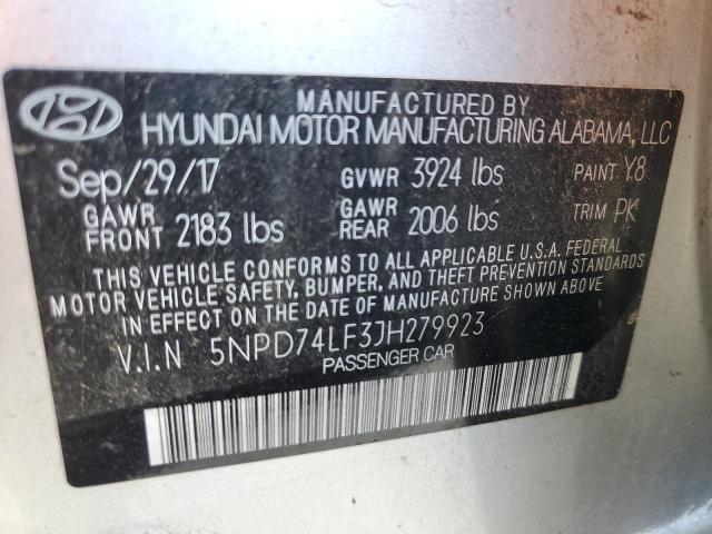 5NPD74LF3JH279923 | 2018 HYUNDAI ELANTRA SE