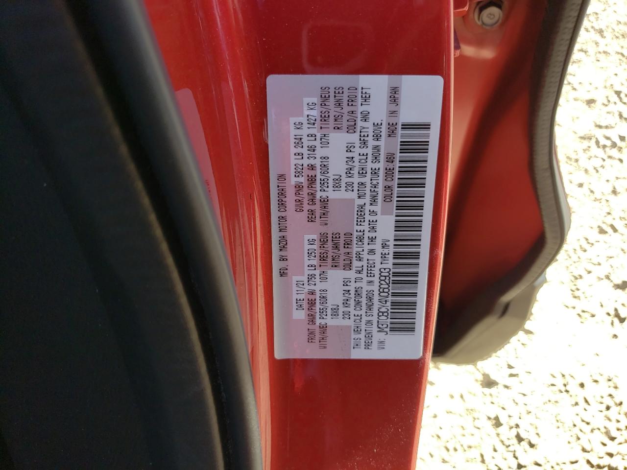 jm3tcbcy4n0602903 JM3TCBCY4N0602903 2022 Mazda Cx-9 Touring