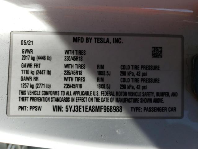 5YJ3E1EA8MF968988 Tesla Model 3  12